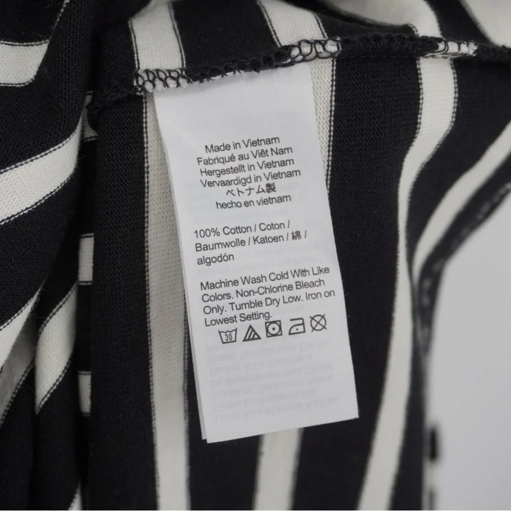 J. Crew Cap‎ Sleeve Knit Cotton Midi Dress Striped Black/White Preppy Nautical L